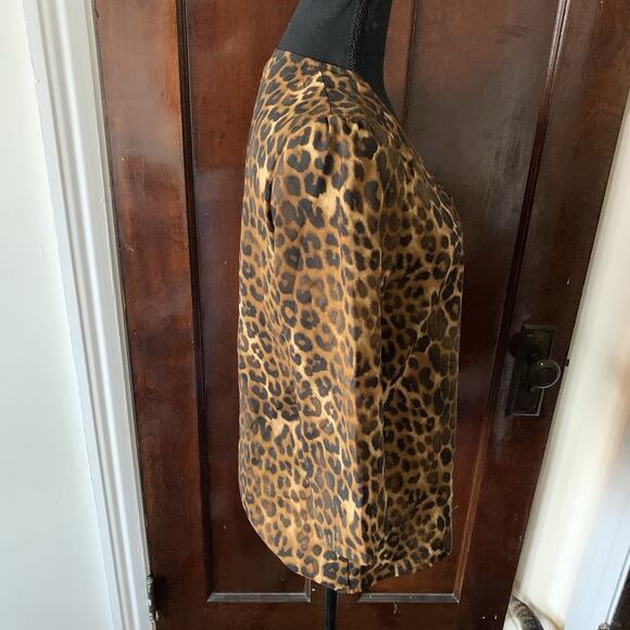 Express Leopard Print Silky Zip Front 3/4 Sleeves Blouse Women's Size SMALL - Picture 6 of 15